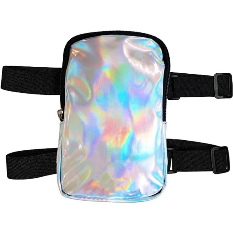Holografische Beintasche für Damen Stylische Gürteltasche für Festivals und Karneval Glänzende Oberschenkeltasche mit verstellbarem Gurt für Partys