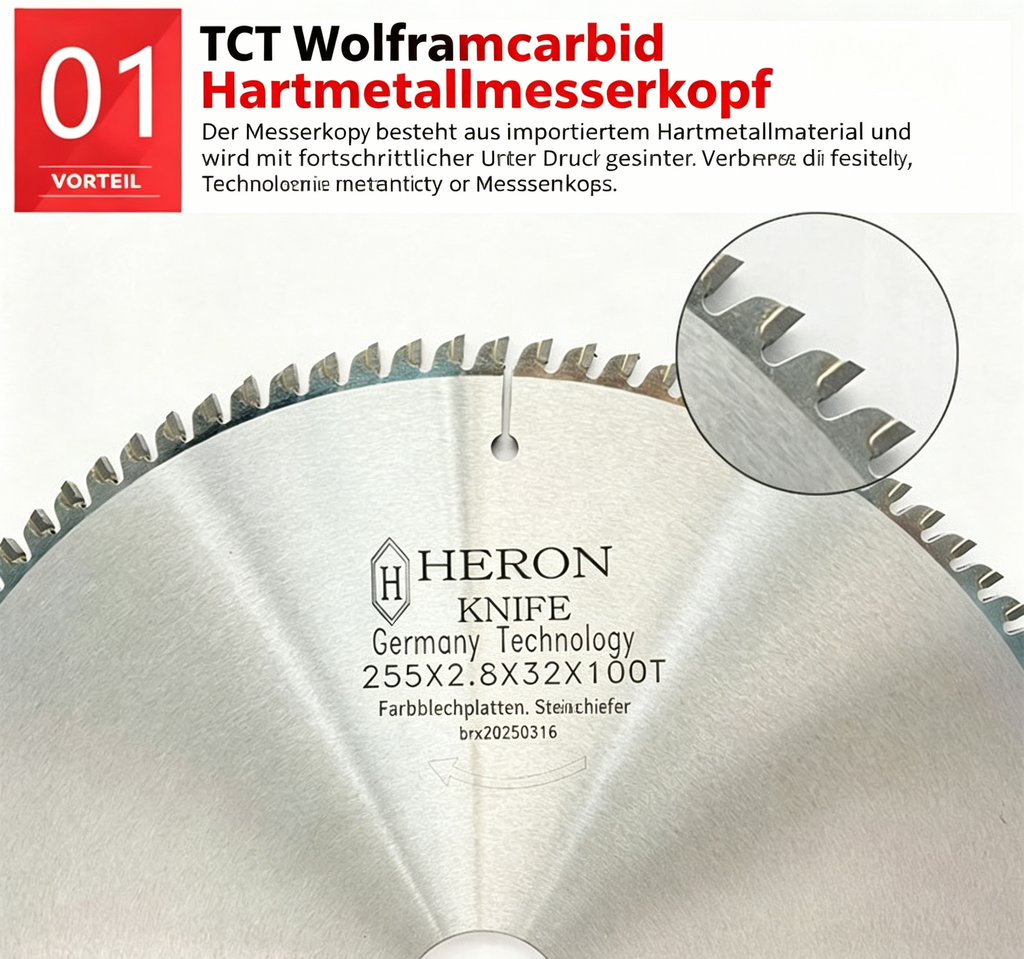 185mm TCT Sägeblatt für Sandwichplatten: 60T Kreissägeblatt für Edelstahl, Blech & Steinwolle