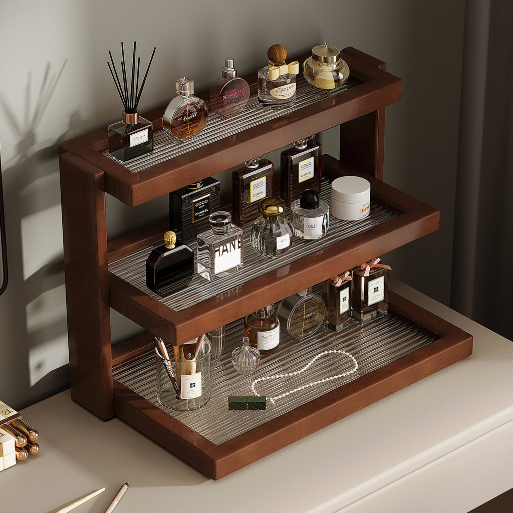 Mehrstöckiges Schreibtisch-Regal aus Holz & Metall – Vertikaler Tassenhalter & Organizer für das Büro – Platzsparendes Küchenregal für Tee & Kaffee – Stabiles Display-Ständer
