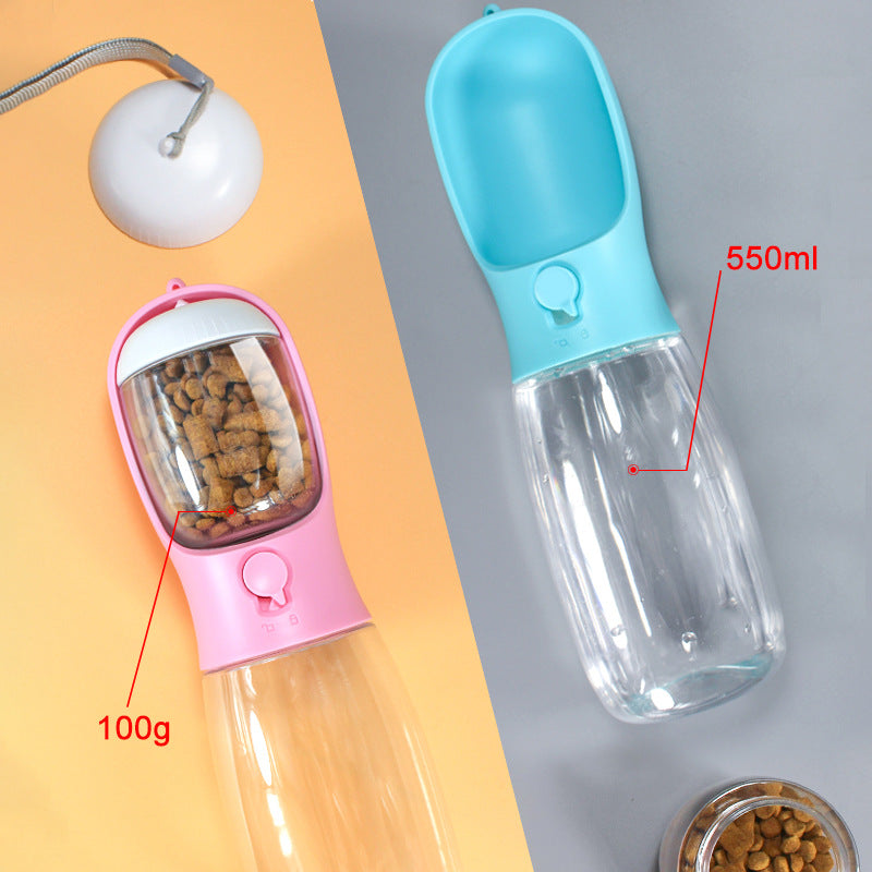 2-in-1 Hunde Trinkflasche & Futterbehälter – Tragbarer Wasserspender für unterwegs – Auslaufsicher & BPA-frei – Outdoor