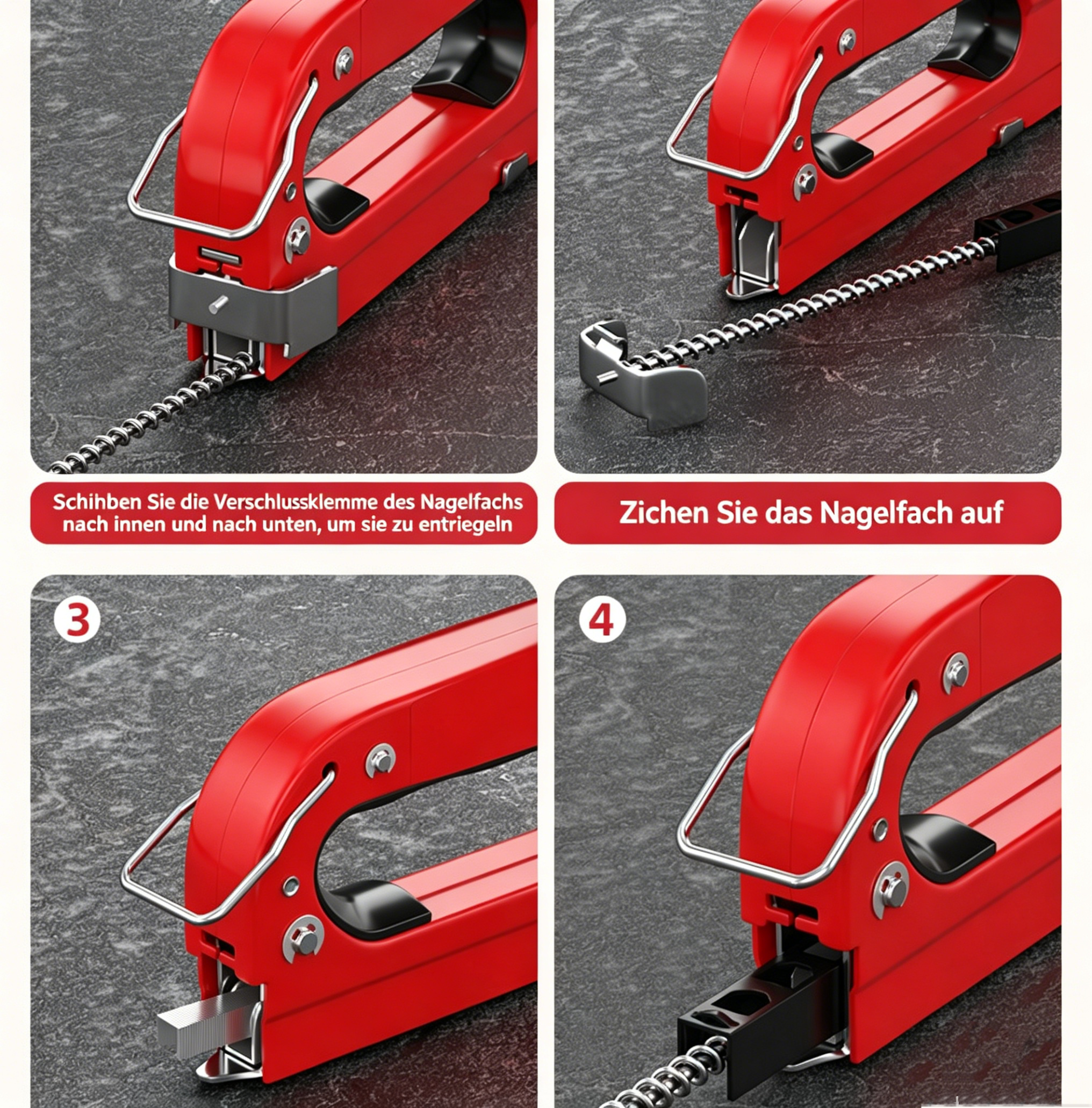 4-in-1 Handtacker Set mit Klammern: Manueller Nagler für Holz, Möbel & Heimwerke