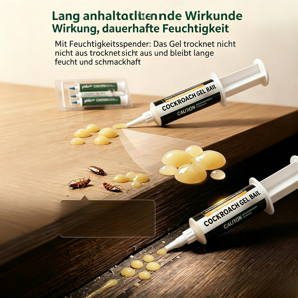 Schaben-Gel-Köder 2er-Set (30g) – Starkes Kakerlakengift mit Fipronil (0,3%), Lang Anhaltende Feuchtigkeit & Hohe Lockwirkung für Küche, Bad & Haushalt
