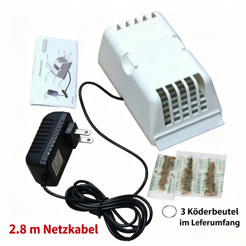 Elektrischer Kakerlakenfänger & Vernichter mit Köder – Hochleistungs Schabenfalle mit 2,8m Netzkabel & 3 Köderbeuteln, Ungiftiges Elektrisches Ungeziefermittel für Küche, Bad & Haushalt