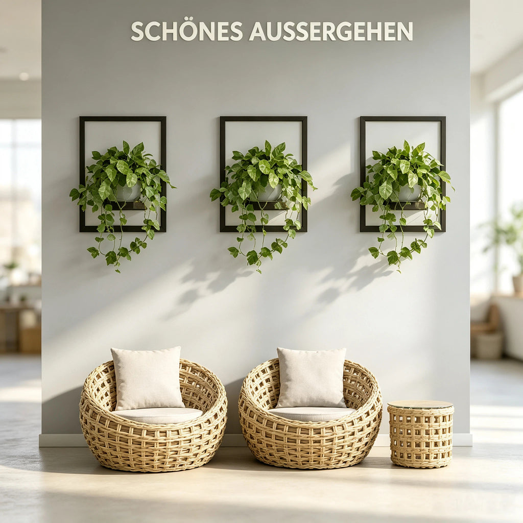 Wand-Pflanzenhalter im Bilderrahmen Design – Moderne Metall Wanddeko für Blumenständer, Pflanzentöpfe & Vasen – Schwarzer Metallrahmen für Wohnzimmer & Balkon