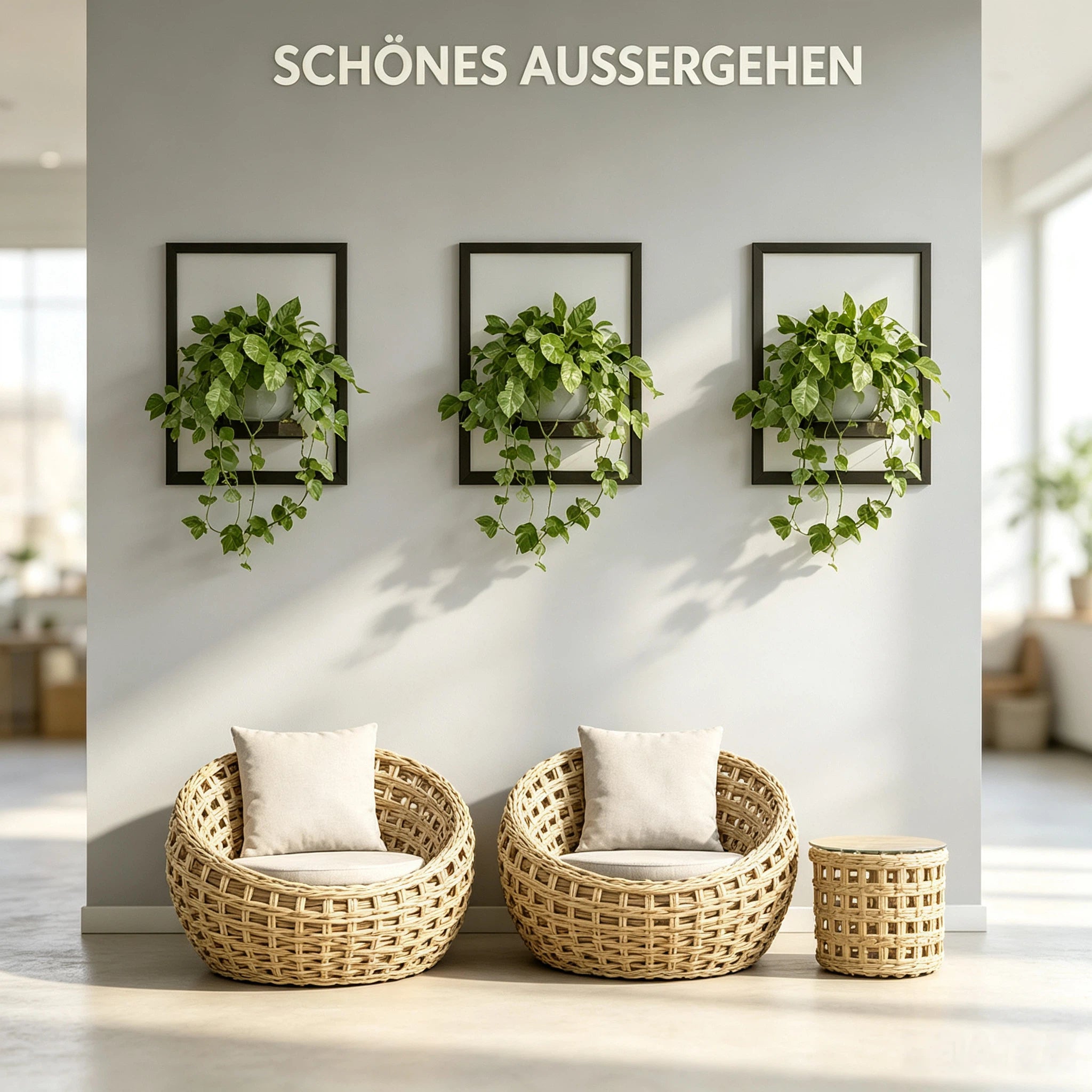 Wand-Pflanzenhalter im Bilderrahmen Design – Moderne Metall Wanddeko für Blumenständer, Pflanzentöpfe & Vasen – Schwarzer Metallrahmen für Wohnzimmer & Balkon
