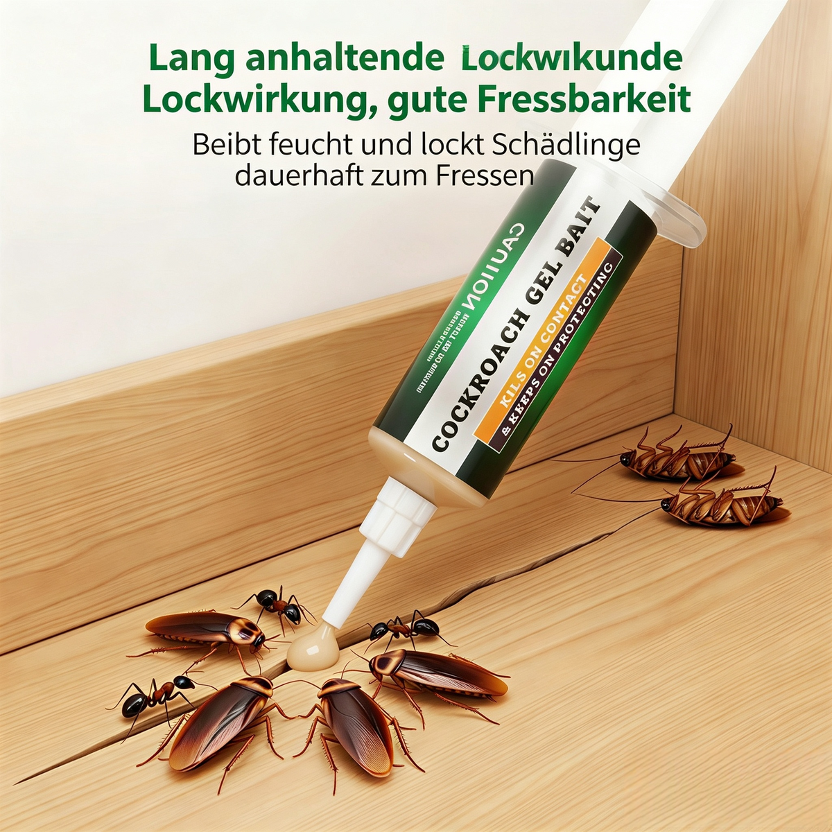 Schaben-Gel-Köder 2er-Set (30g) – Starkes Kakerlakengift mit Fipronil (0,3%), Lang Anhaltende Feuchtigkeit & Hohe Lockwirkung für Küche, Bad & Haushalt