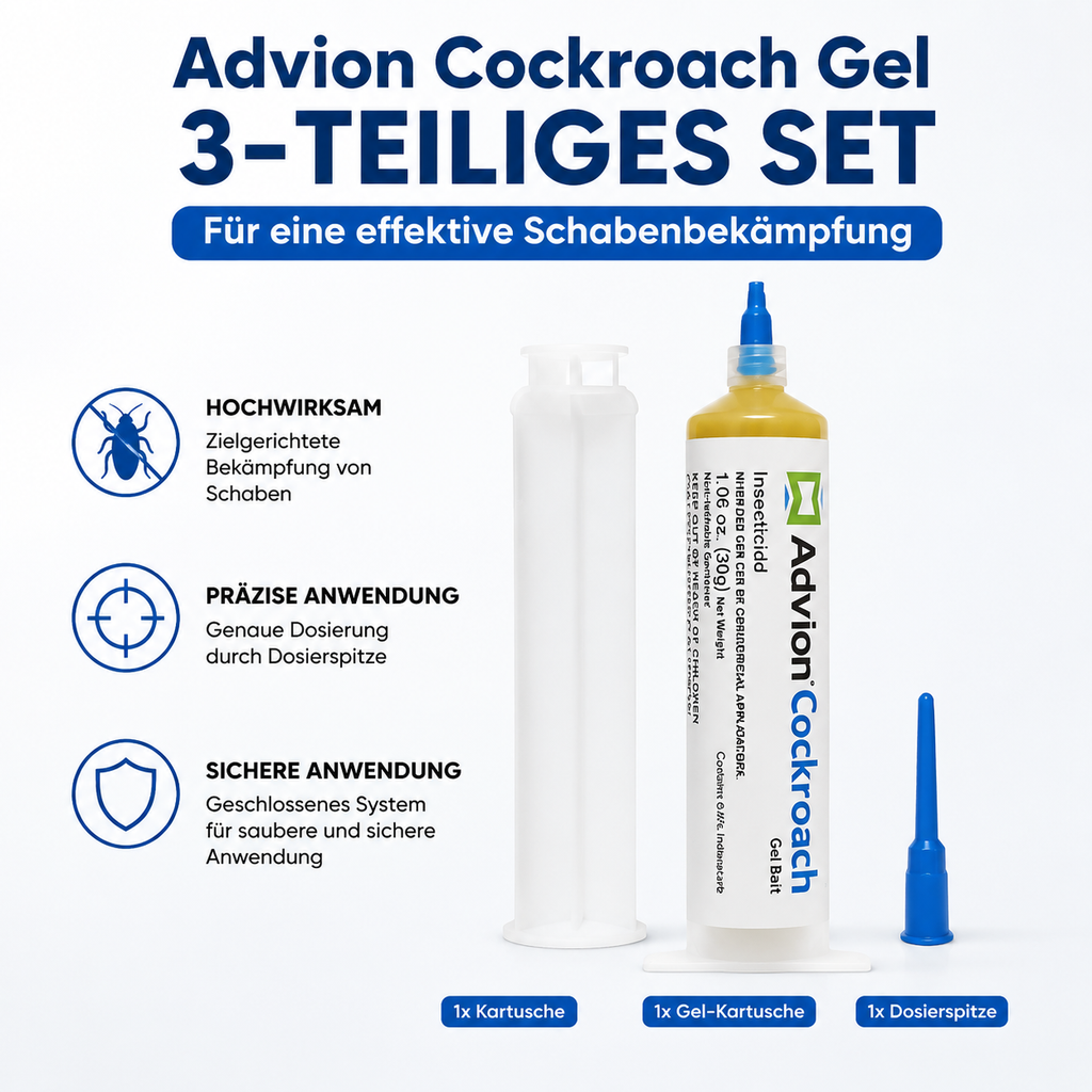 Schabengel 3-Teiliges Set (1x 30g) – Effektiver Ungezieferköder Gel mit Gel-Kartusche, Kolben & Präzisions-Dosierspitze für Küche & Haushalt