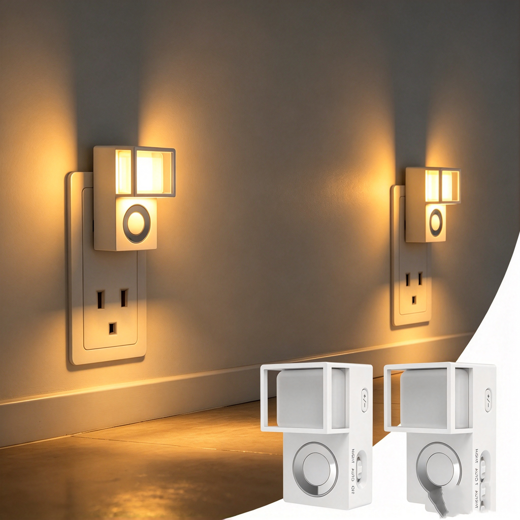 LED Steckdosen Nachtlicht mit Geräuschsensor (2er Pack) – Automatisches Baby Schlummerlicht mit Geräusch- & Lichtsensor, Smartes Orientierungslicht für Schlafzimmer, Flur & Treppe