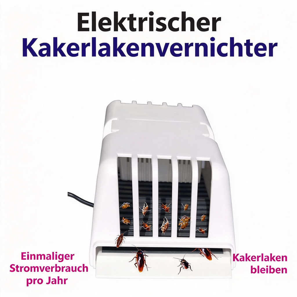 Elektrischer Kakerlakenfänger & Vernichter mit Köder – Hochleistungs Schabenfalle mit 2,8m Netzkabel & 3 Köderbeuteln, Ungiftiges Elektrisches Ungeziefermittel für Küche, Bad & Haushalt