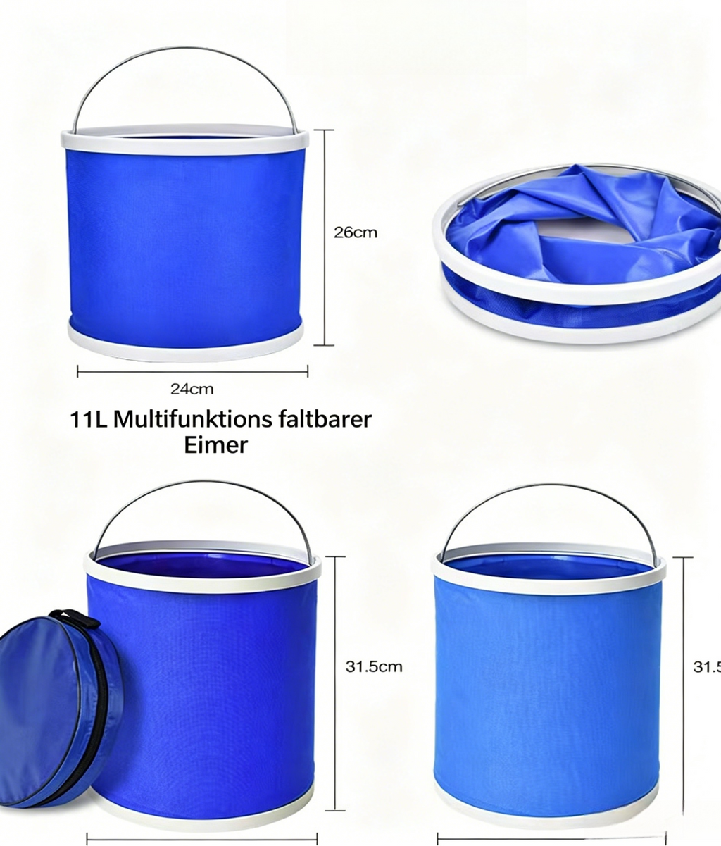 Faltbarer Angeleimer für Outdoor & Camping: Tragbarer Falteimer 9L für Fischfang & Autowäsche
