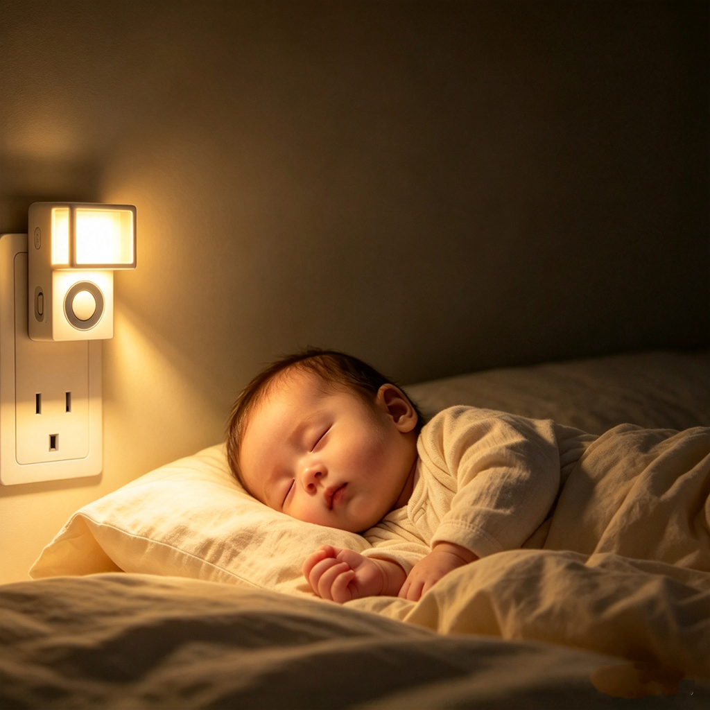 LED Steckdosen Nachtlicht mit Geräuschsensor (2er Pack) – Automatisches Baby Schlummerlicht mit Geräusch- & Lichtsensor, Smartes Orientierungslicht für Schlafzimmer, Flur & Treppe