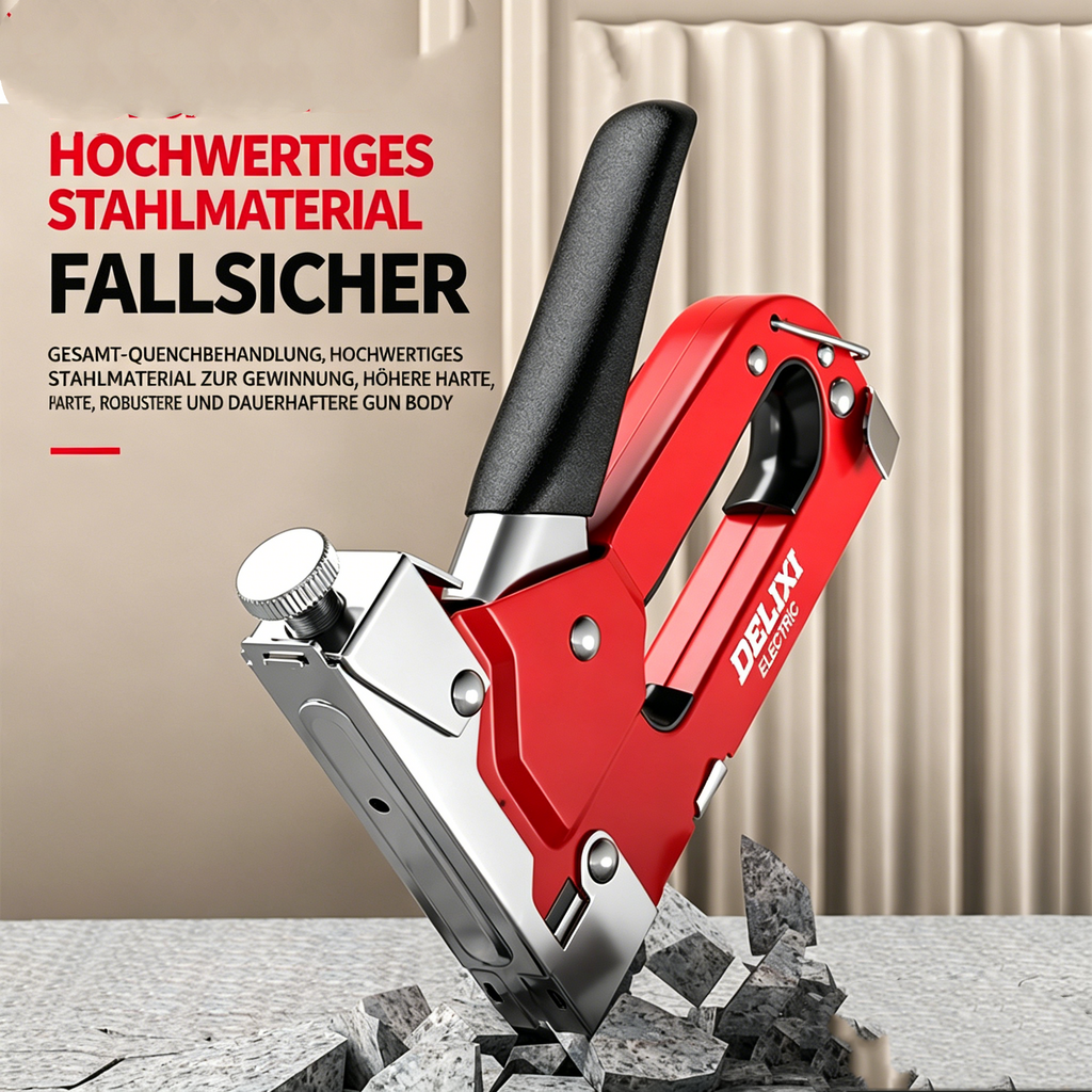 4-in-1 Handtacker Set mit Klammern: Manueller Nagler für Holz, Möbel & Heimwerke