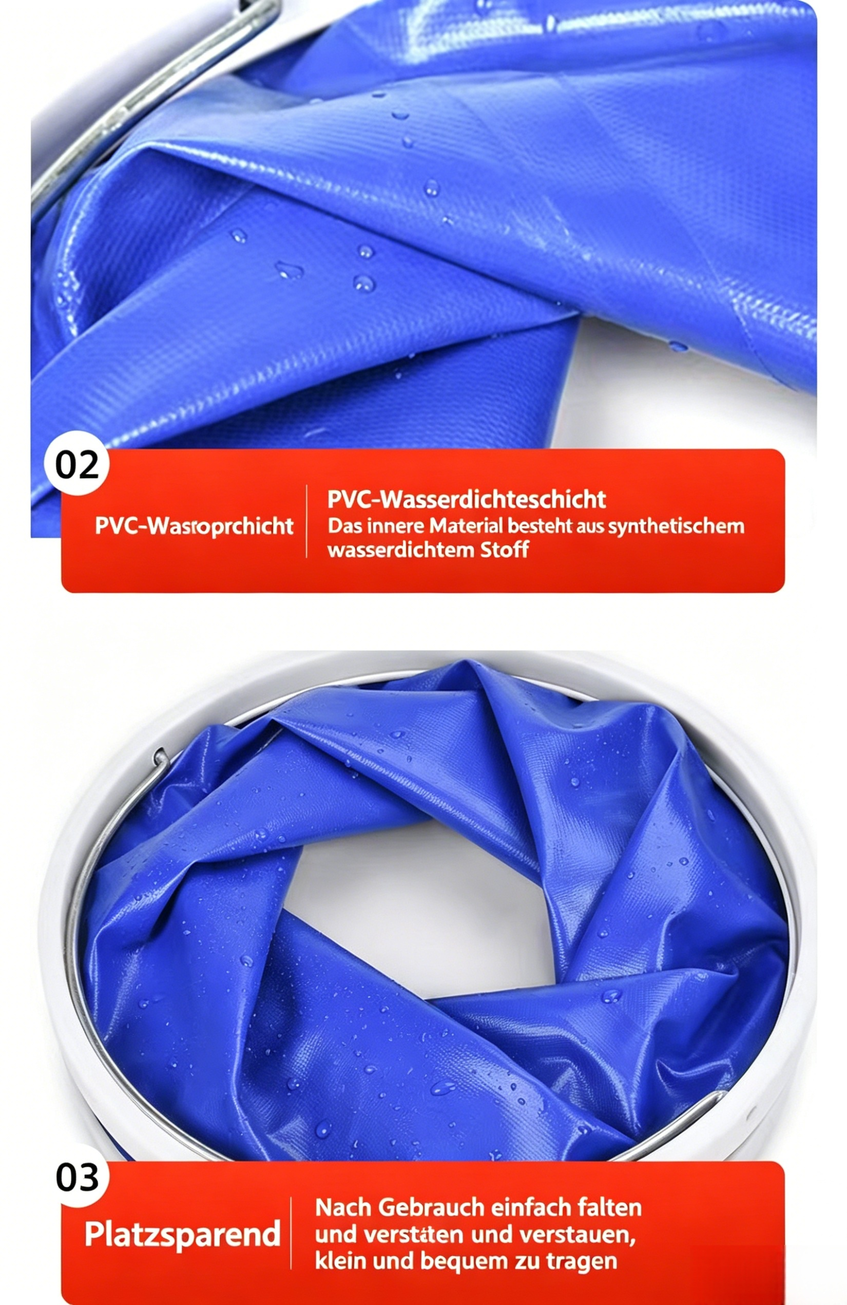 Faltbarer Angeleimer für Outdoor & Camping: Tragbarer Falteimer 9L für Fischfang & Autowäsche