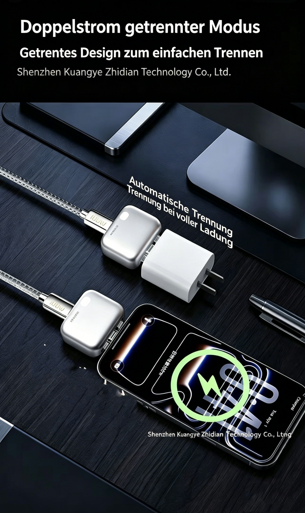 120W Schnellladekabel mit automatischer Abschaltung: Intelligentes USB-C Ladekabel für Akkuschutz