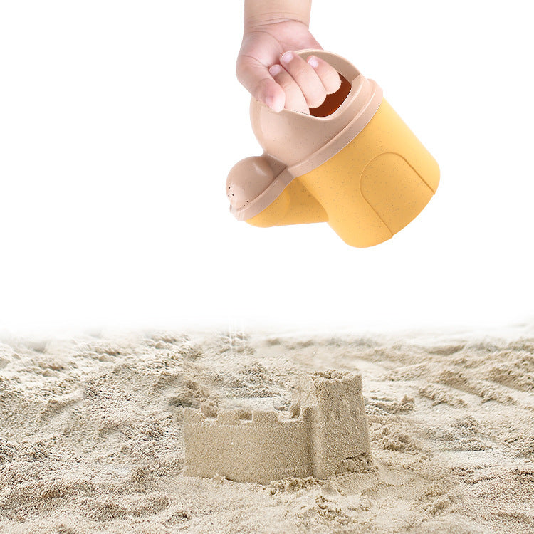 9-teiliges Sandspielzeug Set aus Weizenstroh: Öko Strandspielzeug mit verdicktem Eimer & Schaufeln