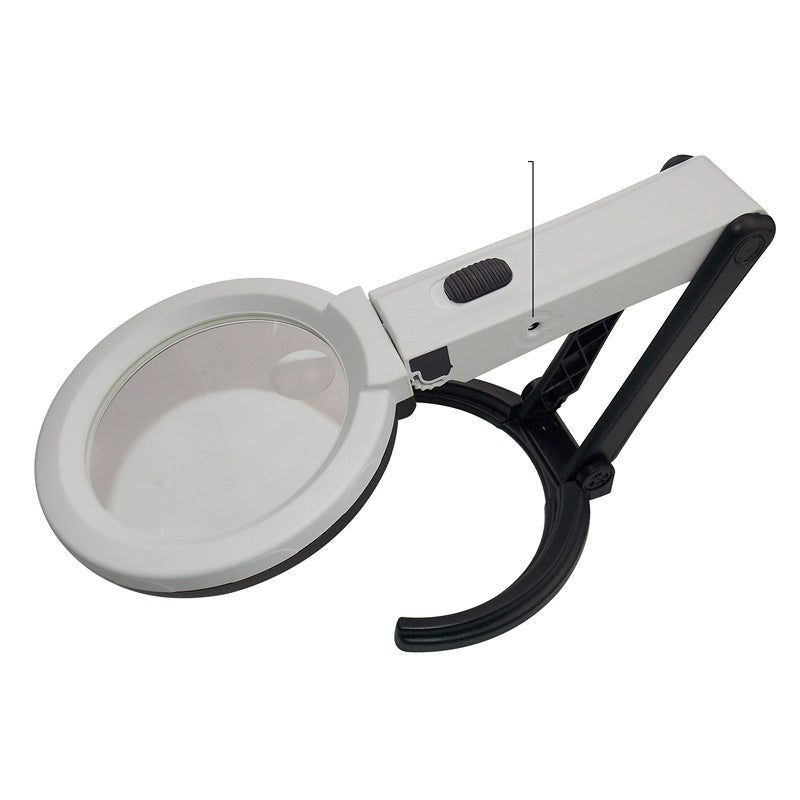 2-in-1 LED Lupe mit Licht & Standfuß – Faltbare Handlupe für Senioren zum Lesen – Tischlupe für Reparaturen & Löten – USB/Netzbetrieb oder Batterie – Verzerrungsfreie Optische Linse