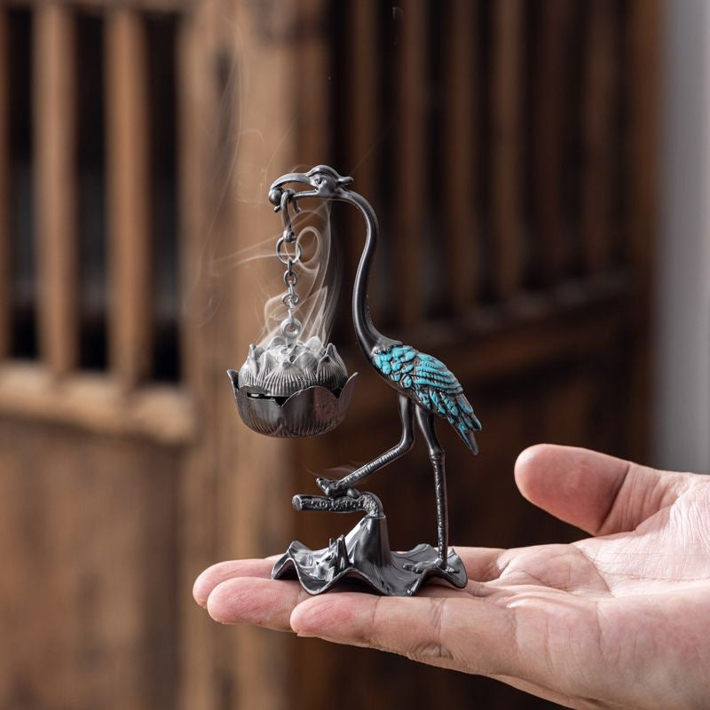 Kreativer Räucherstäbchenhalter mit Kranich und Lotus Design Hängendes Räuchergefäß für Zen Dekoration Hochwertige Handwerkskunst für ein harmonisches Zuhause
