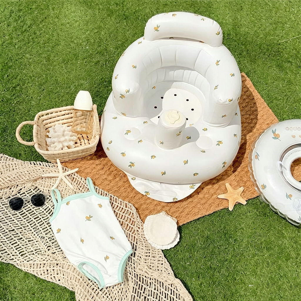 Aufblasbarer Babysitz & Badesitz 2-in-1: Ergonomischer Sitztrainer für Babys zum Sitzen lernen