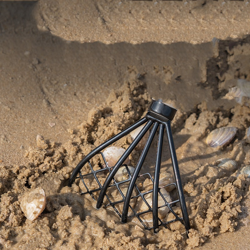 Profi Strand-Harke mit Netz – Muschelharke für Kinder & Erwachsene – Ideal zum Muschelsammeln & Wattenmeer-Entdecken – Rostfrei & Robust – Perfektes Outdoor