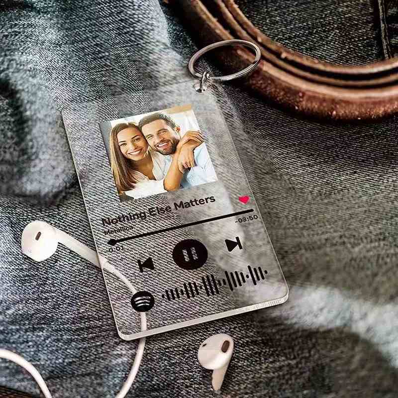 Personalisierter Acryl Musik Schlüsselanhänger mit Foto Individuelles Spotify Design mit QR Code Kreatives Fotogeschenk für besondere Momente
