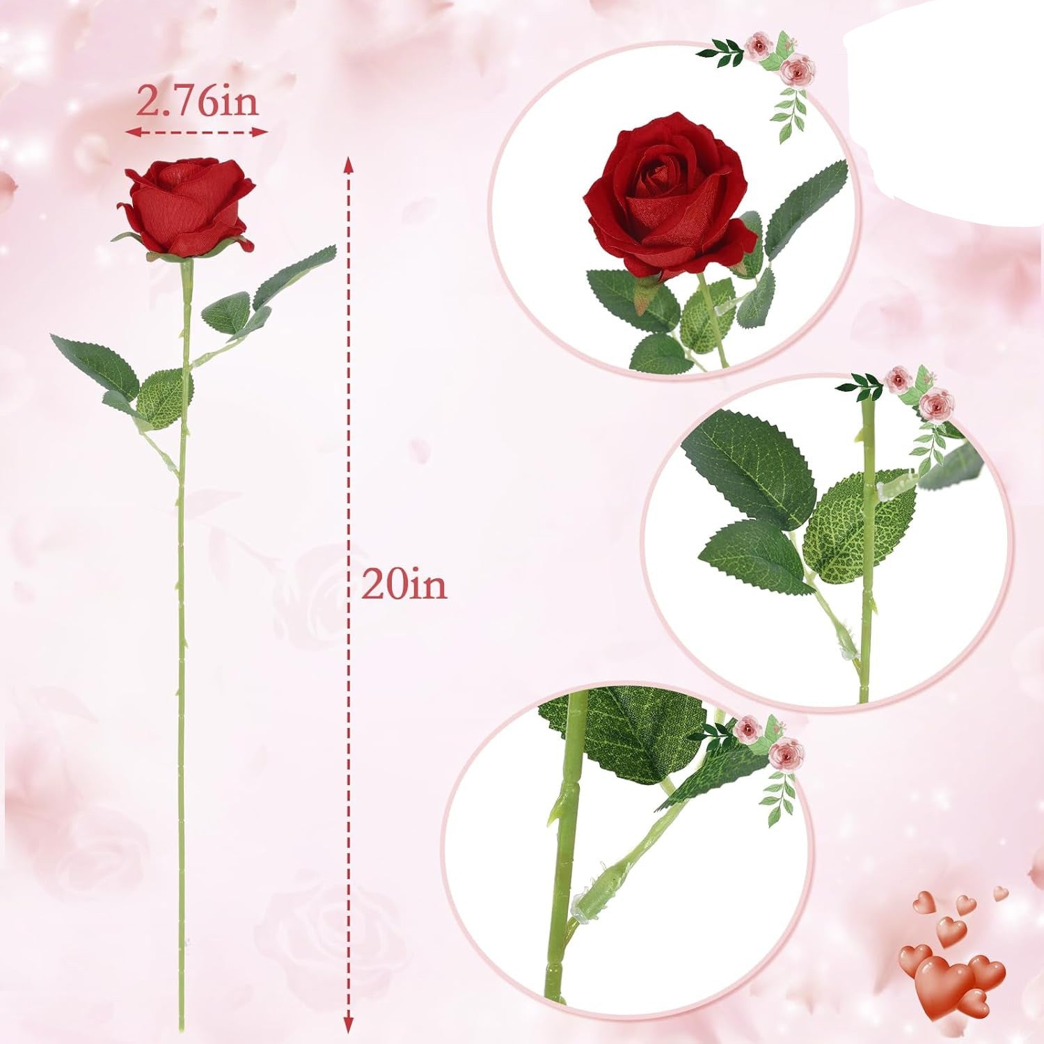 Künstliche Rosen wie echt – 51cm Lange Stiele Seidenblumen für Vase – Real Touch Kunstblumen Bouquet für Wohnzimmer & Esstisch – Romantische Tischdeko für Valentinstag & Hochzeit