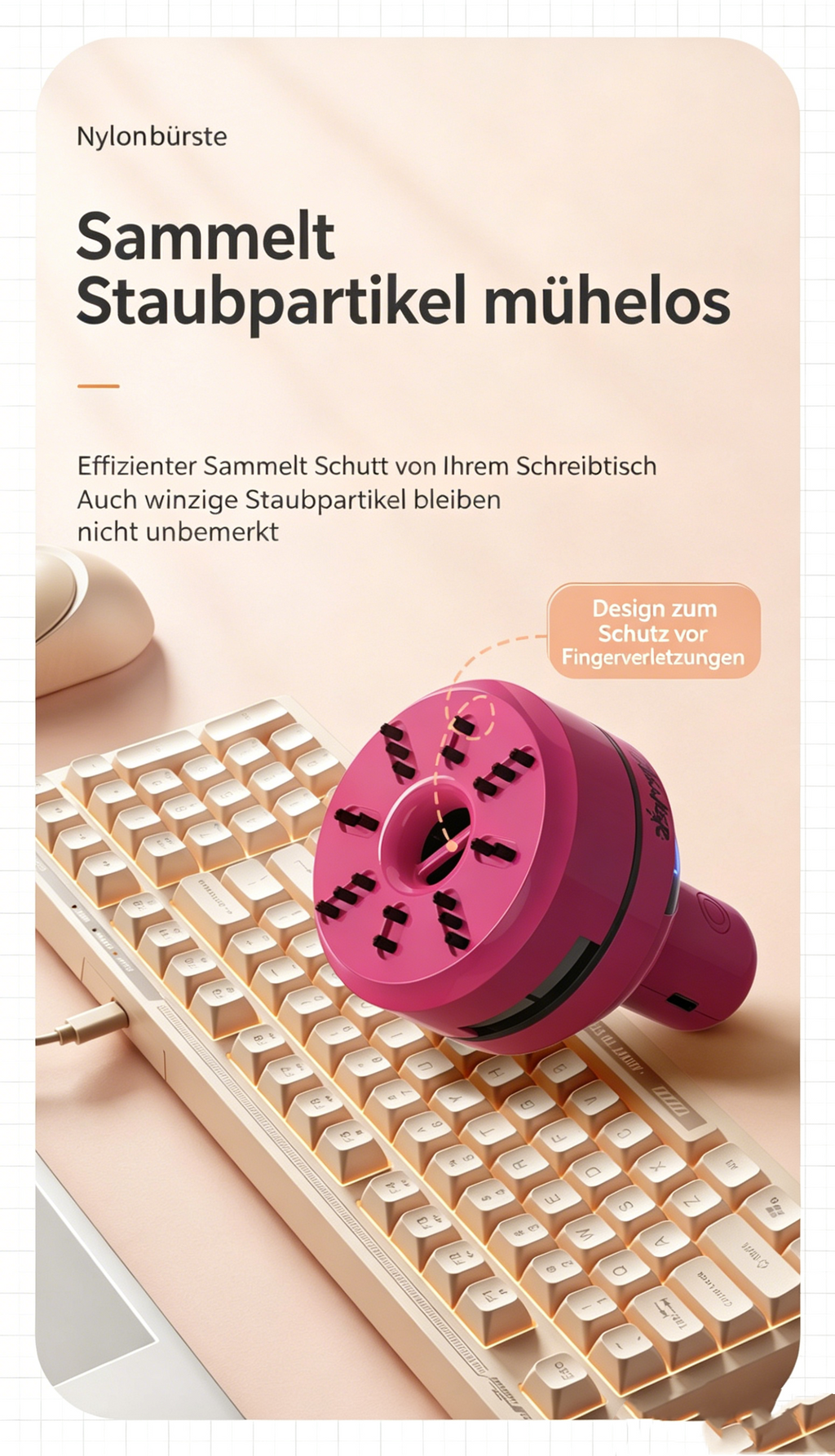 Mini Tischstaubsauger für Kinder: Niedlicher Krümelsauger für Radiergummireste & Tastatur