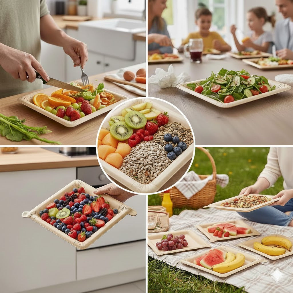 Mehrschichtige Einweg-Abreißteller aus Kraftpapier – Fettbeständig & Wasserabweisend – Abziehbare Papierteller für Party, BBQ, Picknick & Fast Food – Praktisches Einweggeschirr