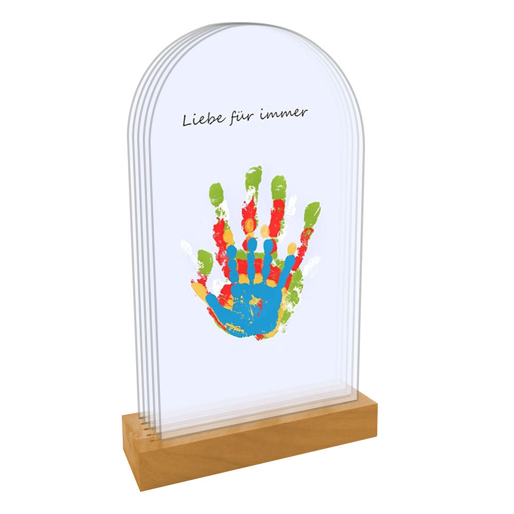 Transparentes DIY Handabdruck Fotorahmen Set – Mehrlagiger Acrylrahmen für Familien & Paare – Inkl. Fingerfarben & Pinsel – Personalisiertes Geschenk zur Geburt, Jahrestag & Muttertag