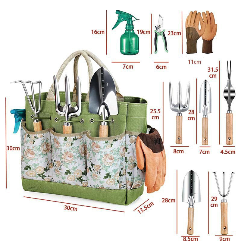 Premium Gartenwerkzeug-Set mit Tragetasche: All-in-One Ergonomisches Gartengeräte-Set für Pflanzen & Balkon