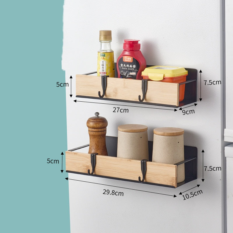 Magnetisches Gewürzregal für Kühlschrank – Wandregal ohne Bohren – Superstarke Magnetkraft – Multifunktionale Küchenablage für Gewürze, Rollenhalter & Utensilien – Platzsparendes Aufbewahrungsregal