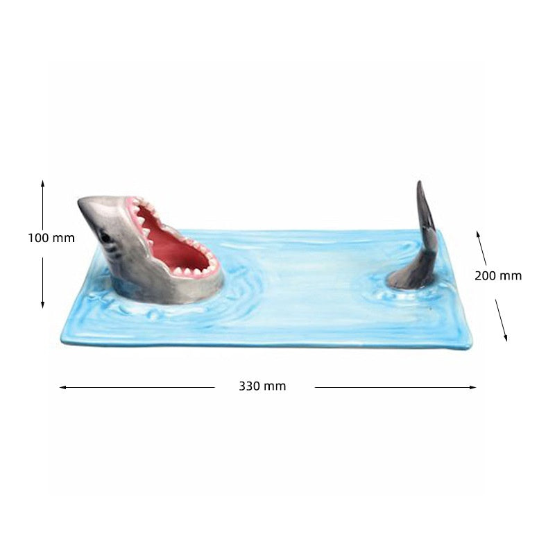 Lustiger Hai Teller für Sushi und Dumplings Kreative Servierplatte im Meeres Design Originelles Fisch Design für Den Esstisch und Maritime Deko
