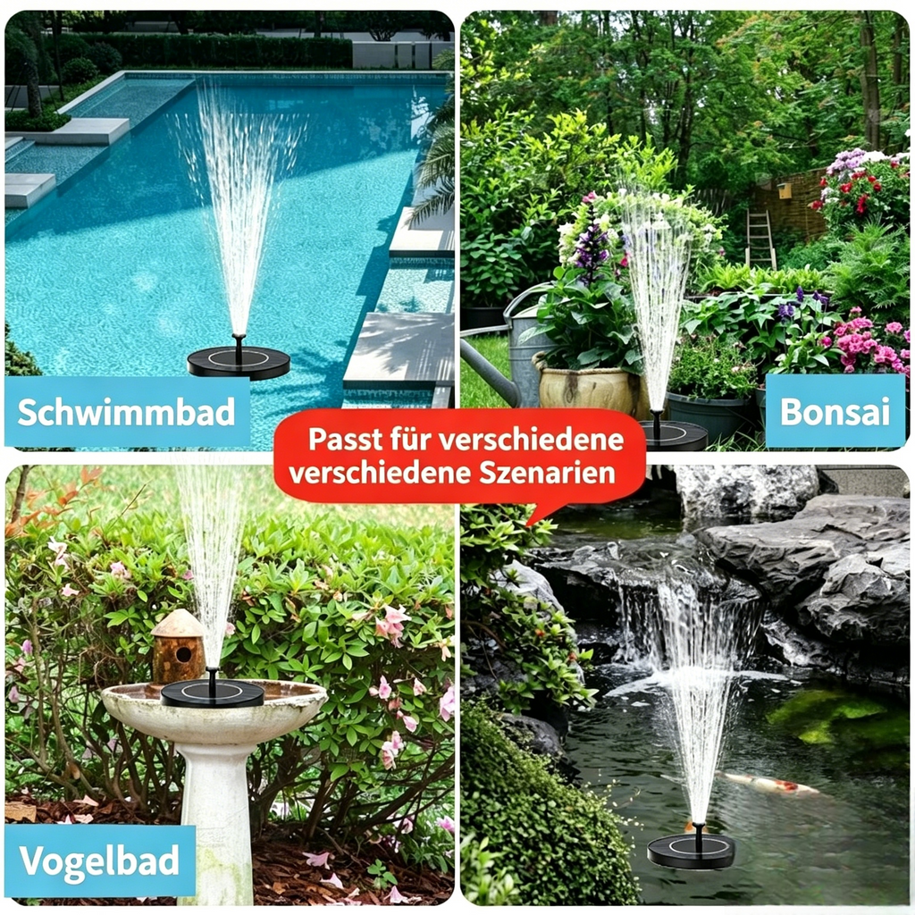 Solar-Teichpumpe mit Springbrunnen: Automatische Wasserpumpe für Fischteich & Gartenteich
