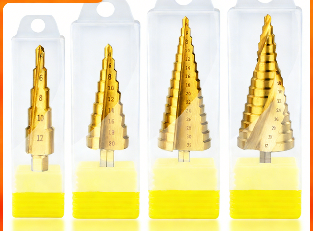 3-teiliges Stufenbohrer Set HSS Titan – Kegelbohrer mit Sechskantschaft für Metall & Holz – Multifunktionaler Schälbohrer & Lochknacker zum Erweitern & Entgraten