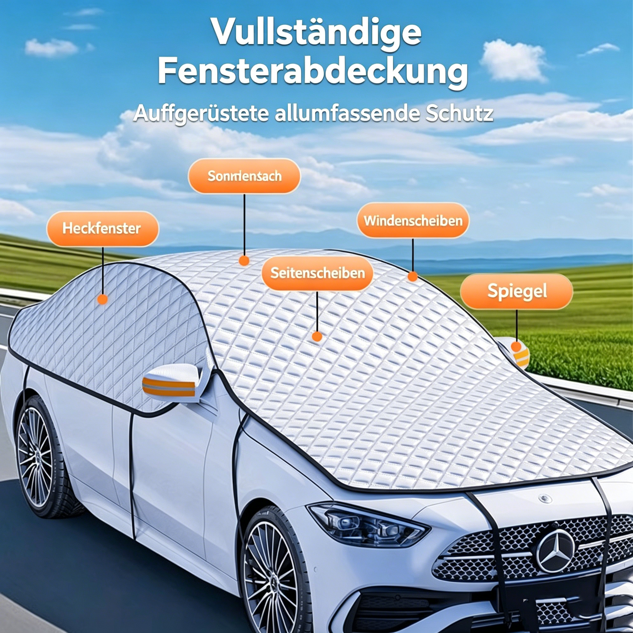 Frontscheibenabdeckung Auto 4-Jahreszeiten: Sonnenschutz & Eisschutzfolie für die Windschutzscheibe
