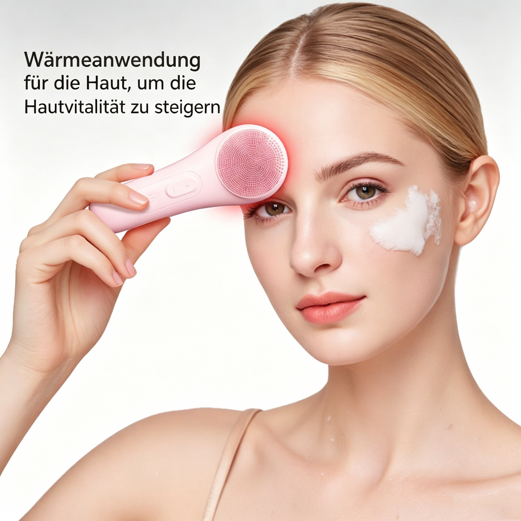 Elektrische Gesichtsreinigungsbürste aus Silikon: Wasserdichte Schall-Gesichtsreiniger mit Wärmefunktion