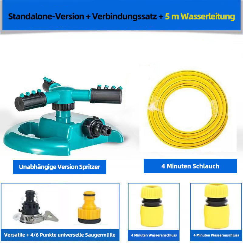 360° drehbarer Gartensprinkler für Gemüse & Garten – automatischer Bewässerungssprenger für Grünflächen & Landwirtschaft
