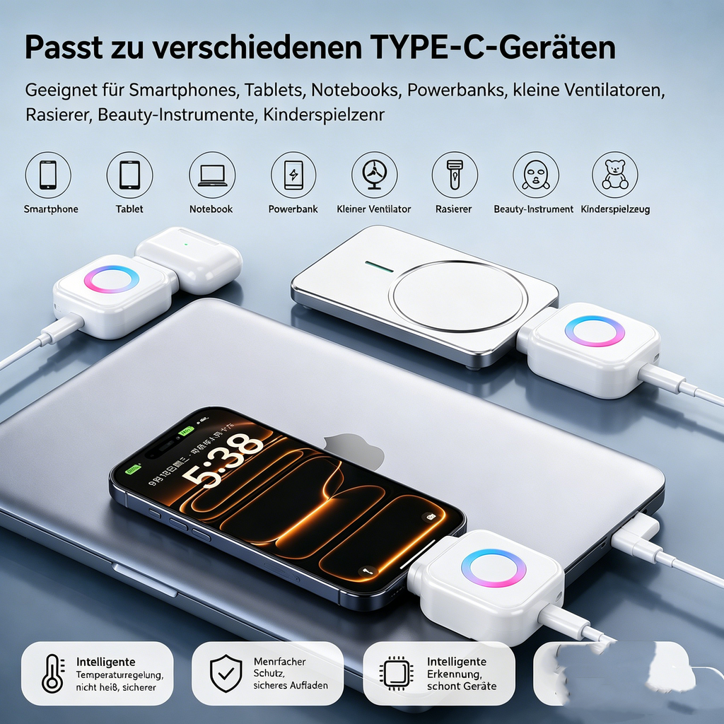 120W Schnellladekabel mit automatischer Abschaltung: Intelligentes USB-C Ladekabel für Akkuschutz