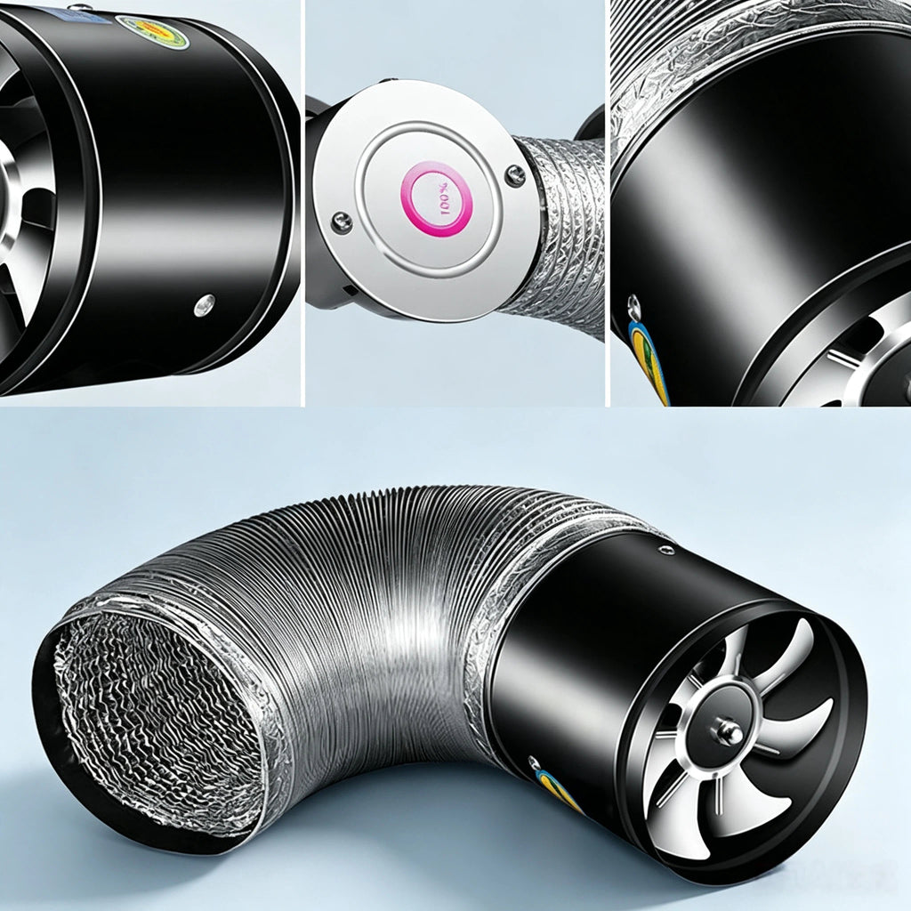 Rohrlüfter  Kanalventilator – Leistungsstarker Rohrventilator für Bad, Küche, Keller & Growbox – Starke Abluft & Zuluft Ventilator (Schwarz/Weiß)