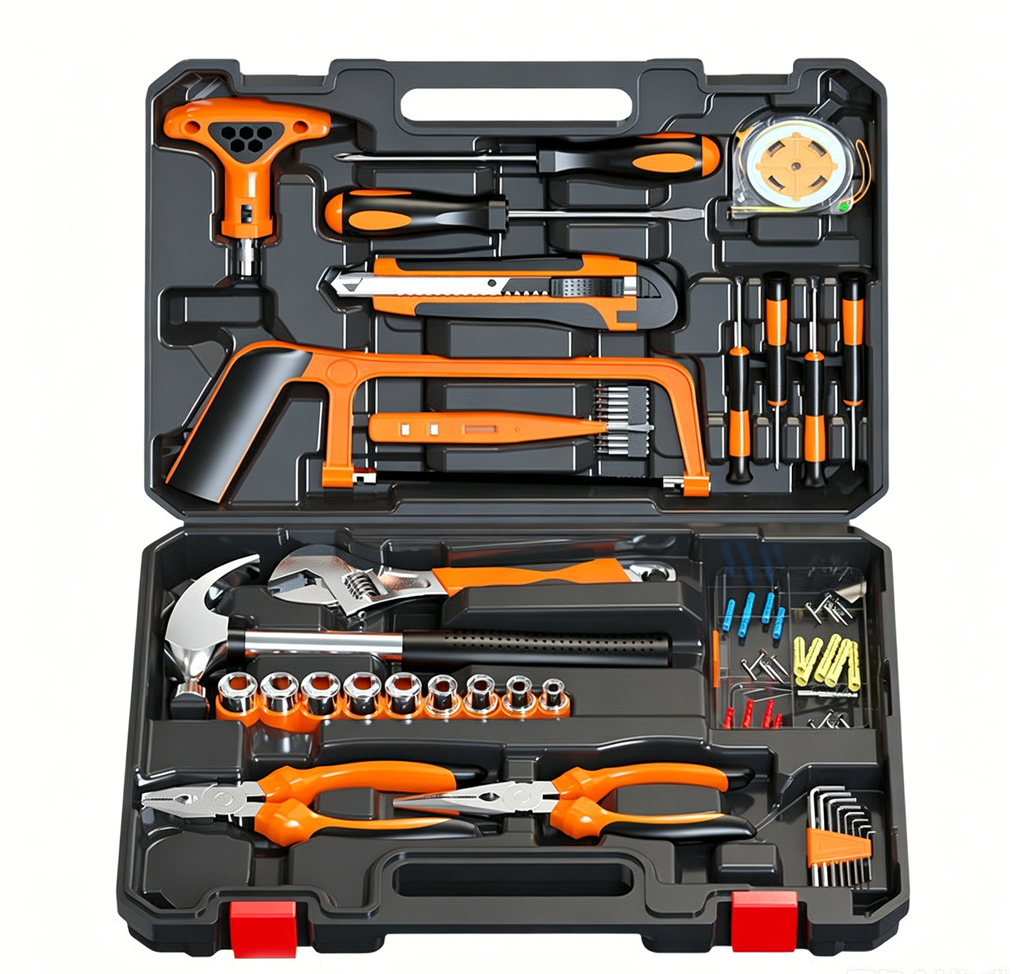 82-teilig Werkzeugkoffer Set Handwerkzeug Set Haushaltswerkzeug Universal Werkzeugset mit Koffer für Familie und Haushalt Repair Tool Kit