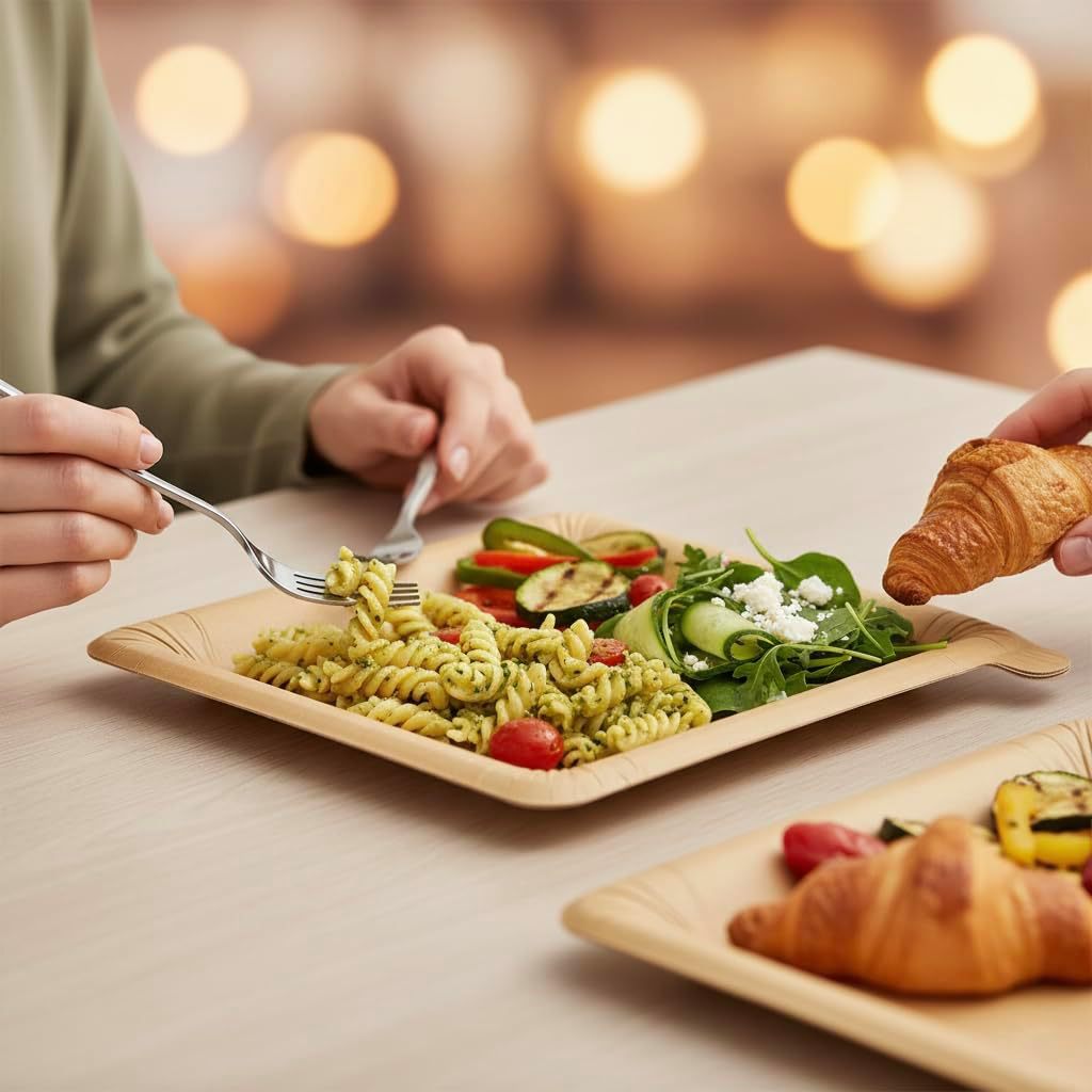 Mehrschichtige Einweg-Abreißteller aus Kraftpapier – Fettbeständig & Wasserabweisend – Abziehbare Papierteller für Party, BBQ, Picknick & Fast Food – Praktisches Einweggeschirr