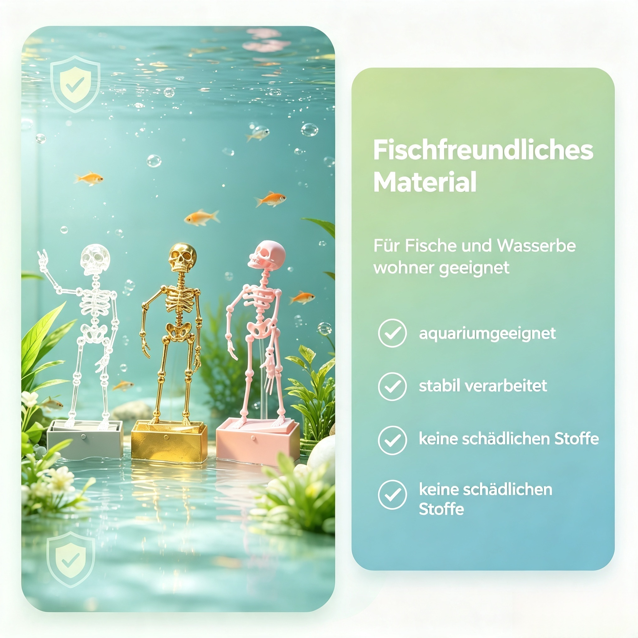 Aquarium Dekoration Skelett mit Belüftungsfunktion – Sprudelstein Deko Figur für Fischbecken – Ungiftig, Sauerstoff-Anreicherung durch Luftblasen