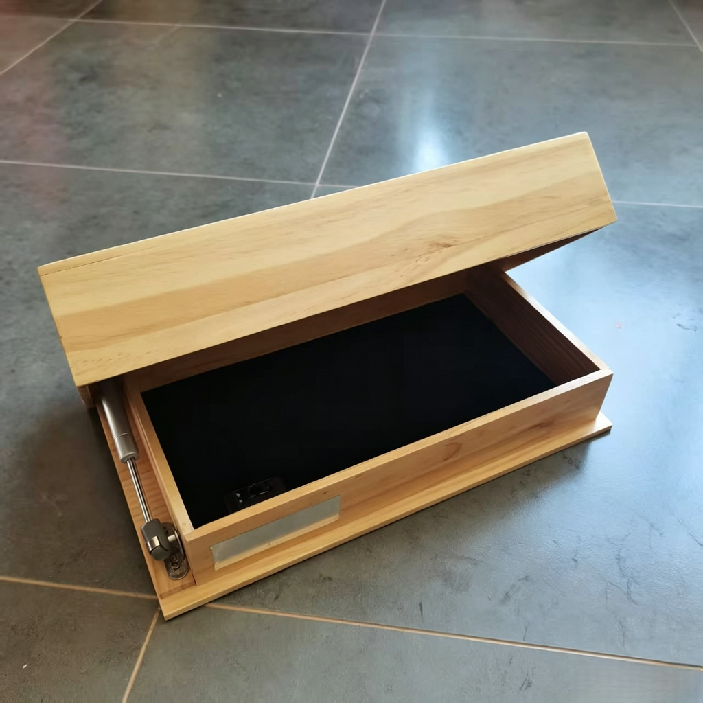 Wandregal mit Geheimfach Schwarz – Schwebendes Holzregal mit Versteckter Schublade für Wertsachen