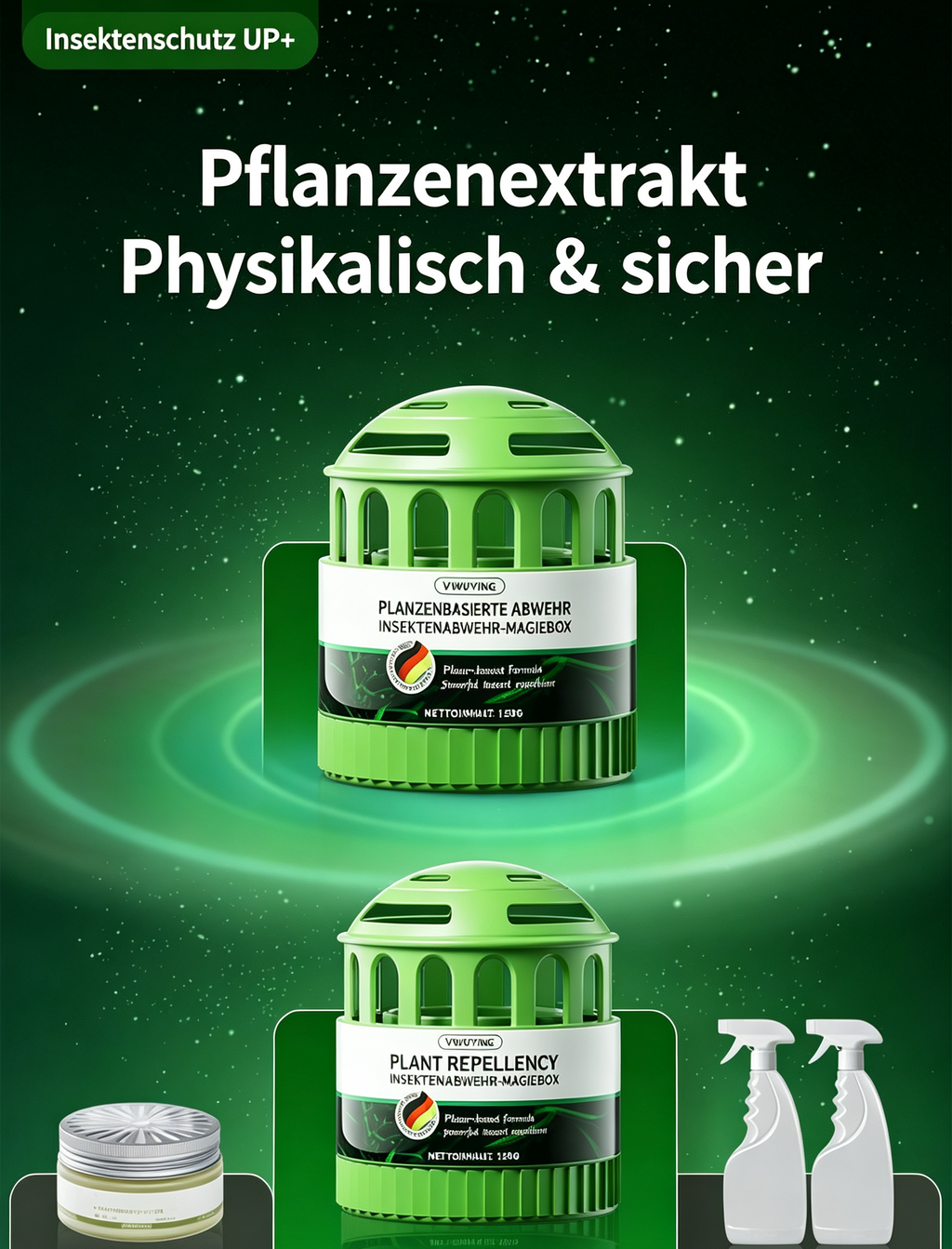 Pflanzenbasiertes Mückenschutz Gel (120g) – Natürlicher Insektenabwehr Magicbox, Sicher für Schwangere & Babys, Langanhaltender Schutz für Schlafzimmer & Wohnräume