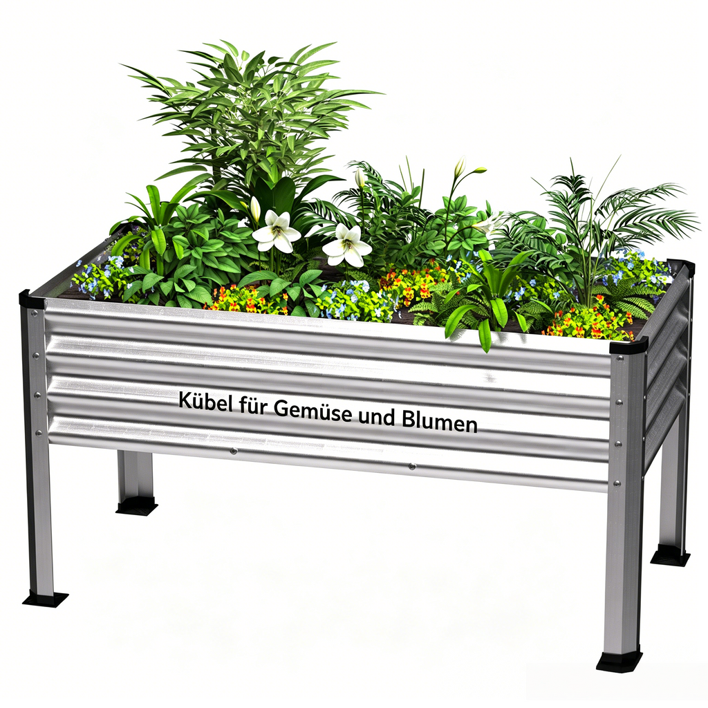 Hochbeet Metall verzinkt für Gemüse: Stabiler Pflanzkasten für Garten, Terrasse & Balkon