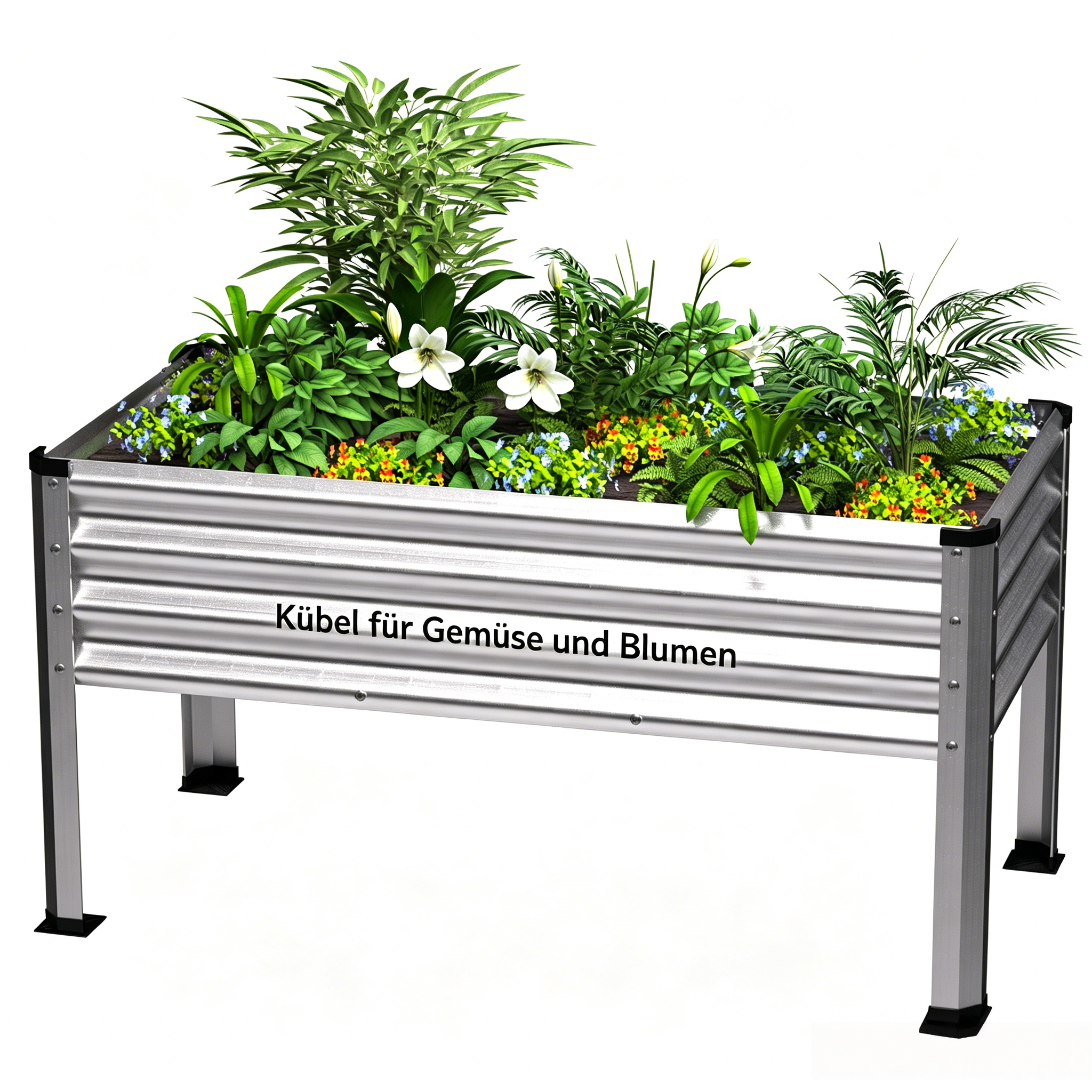 Hochbeet Metall verzinkt für Gemüse: Stabiler Pflanzkasten für Garten, Terrasse & Balkon