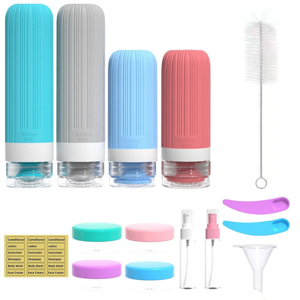 Auslaufsicheres Reiseflaschen Set aus Silikon: 4-in-1 Kosmetikbehälter für Shampoo & Duschgel