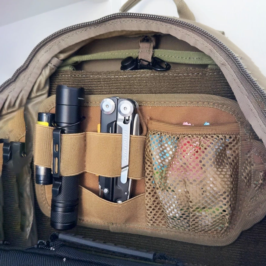 Taktisches EDC Organizer Panel mit Klettrückseite – Modularer Netztaschen-Einsatz für Rucksäcke & Westen – Werkzeugtasche zur Erweiterung – Schwarz