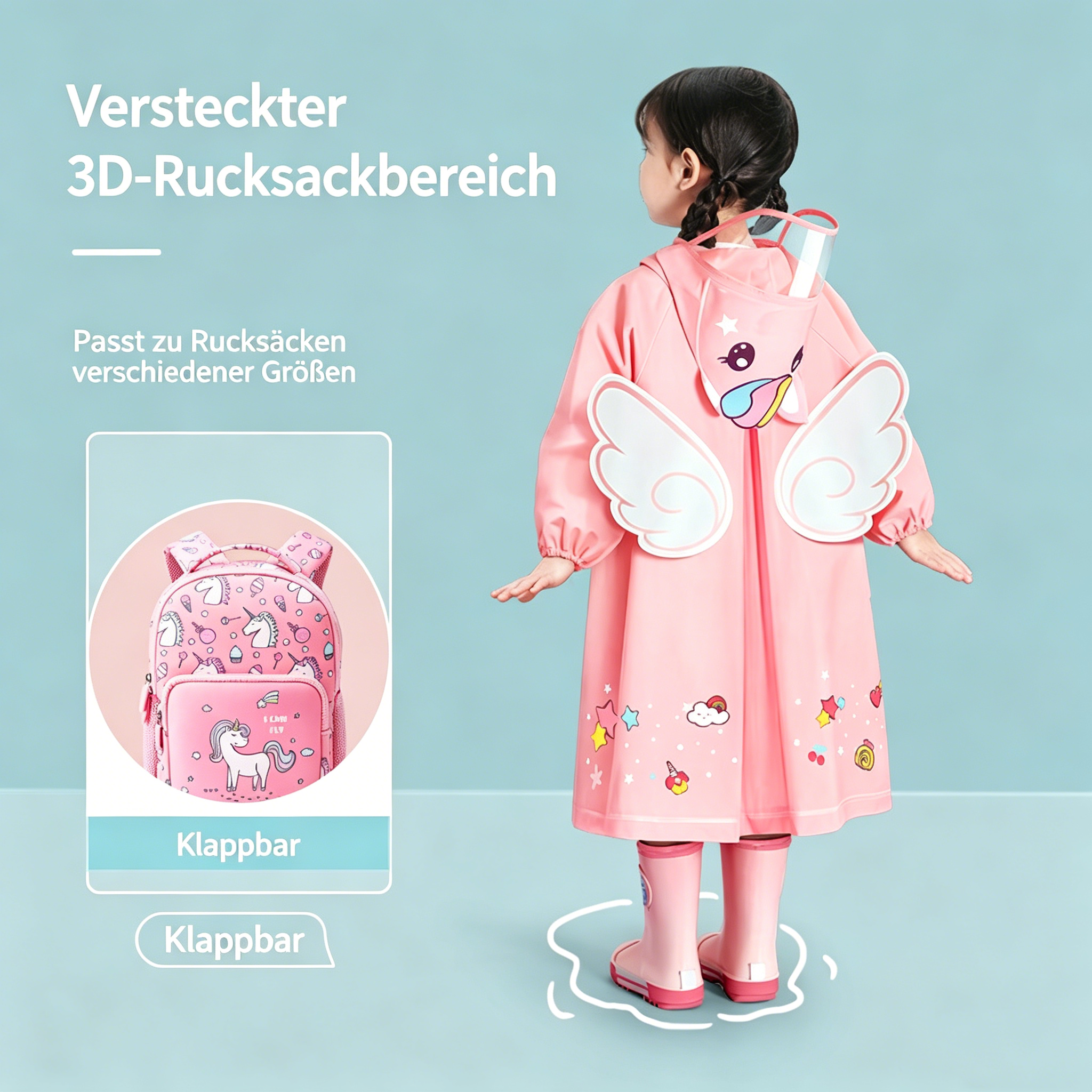 Wasserdichter Kinder Regenmantel mit Kapuze: Süße Regenjacke für Jungen, Mädchen & Schüler