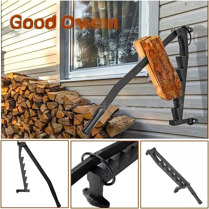 Wand-Holzspalter Manuell – Robustes Gusseisen Anzündholz-Spalter-Set mit Schutzhandschuhen & Montageschrauben – Hebelsystem Brennholzspalter für Kamin, Ofen & Lagerfeuer