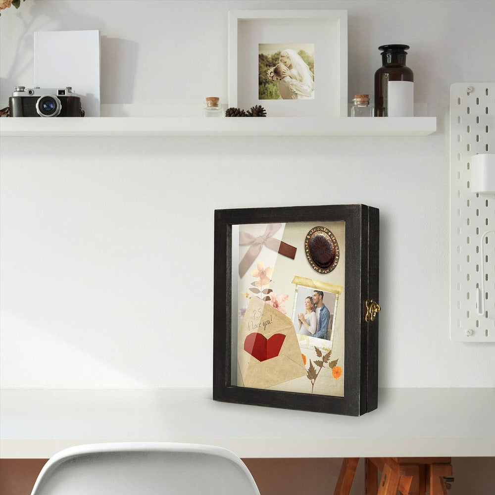 Vintage Objektrahmen für Trockenblumen – 3D tiefer Bilderrahmen im Barock-Stil – Schaukasten für Hochzeitsstrauß & Erinnerungen – Retro Glasbox zur Wandmontage & Tischdeko